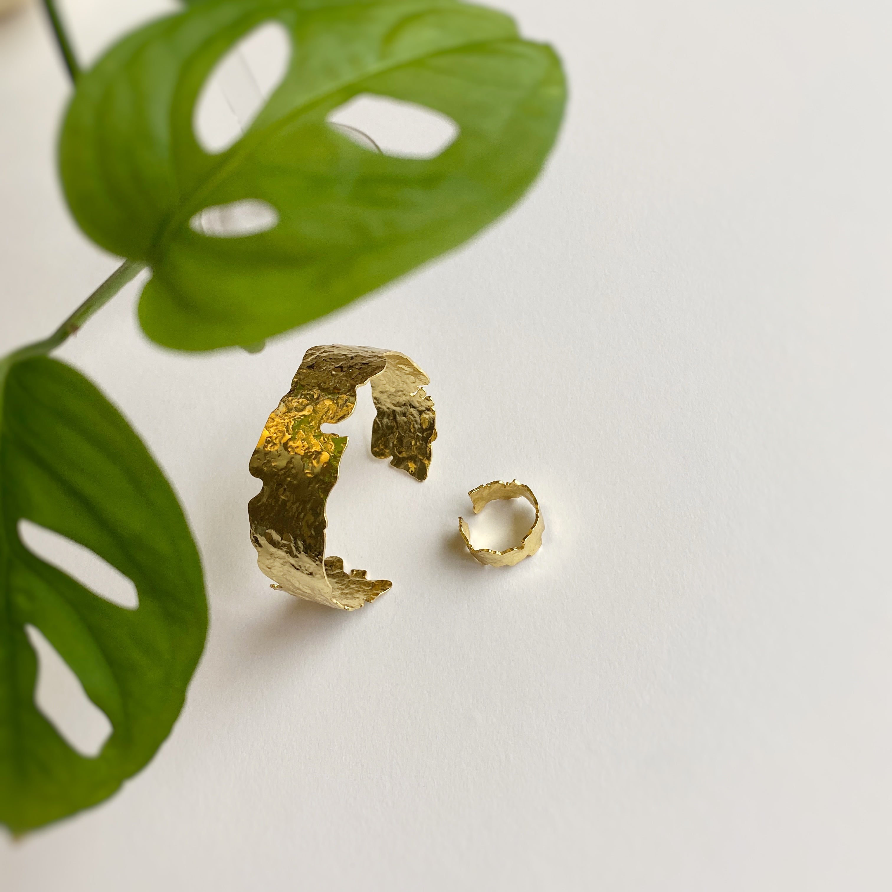 Gold siena cuff and matching firenze ring