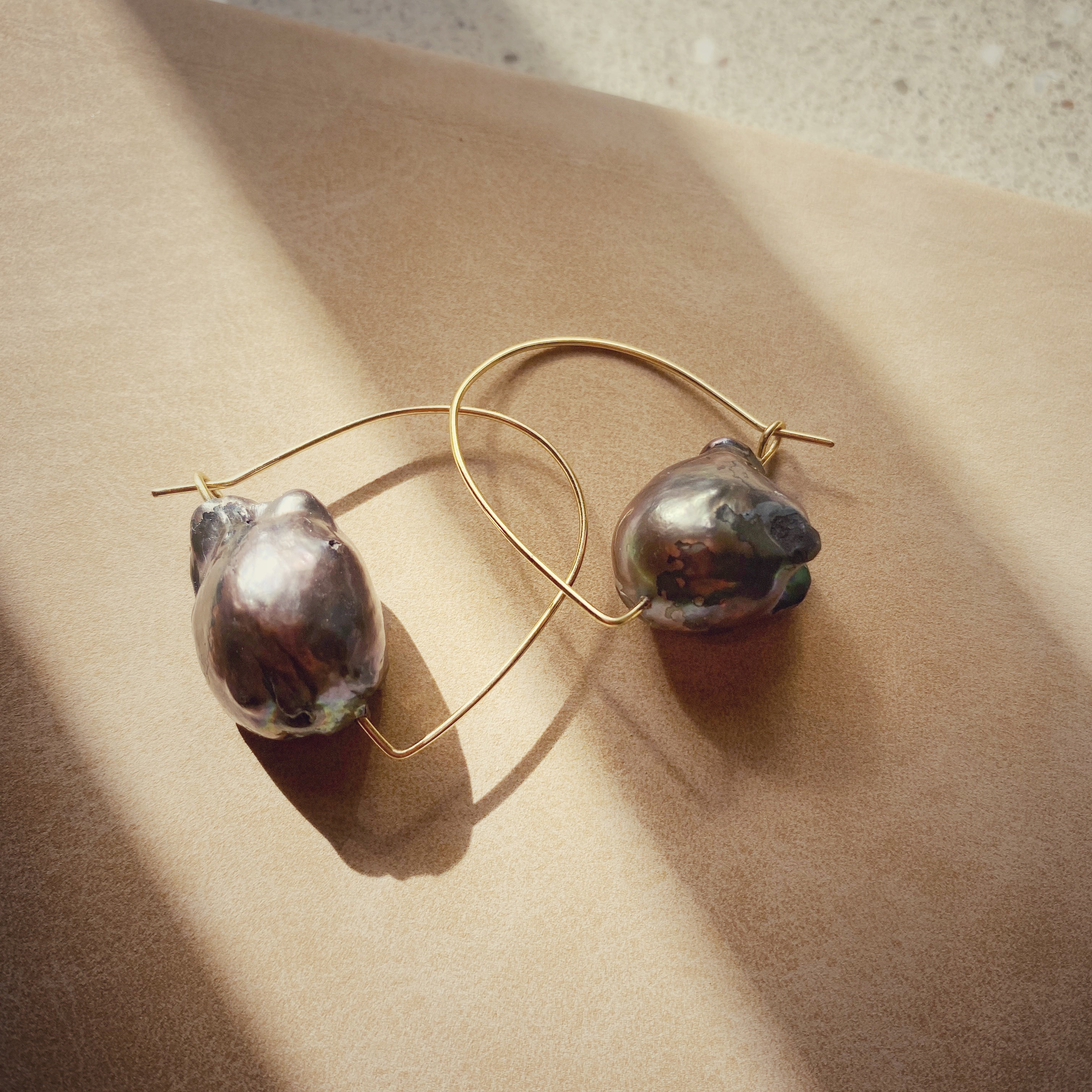 Tribal Mine Noir Baroque Pearl Earrings